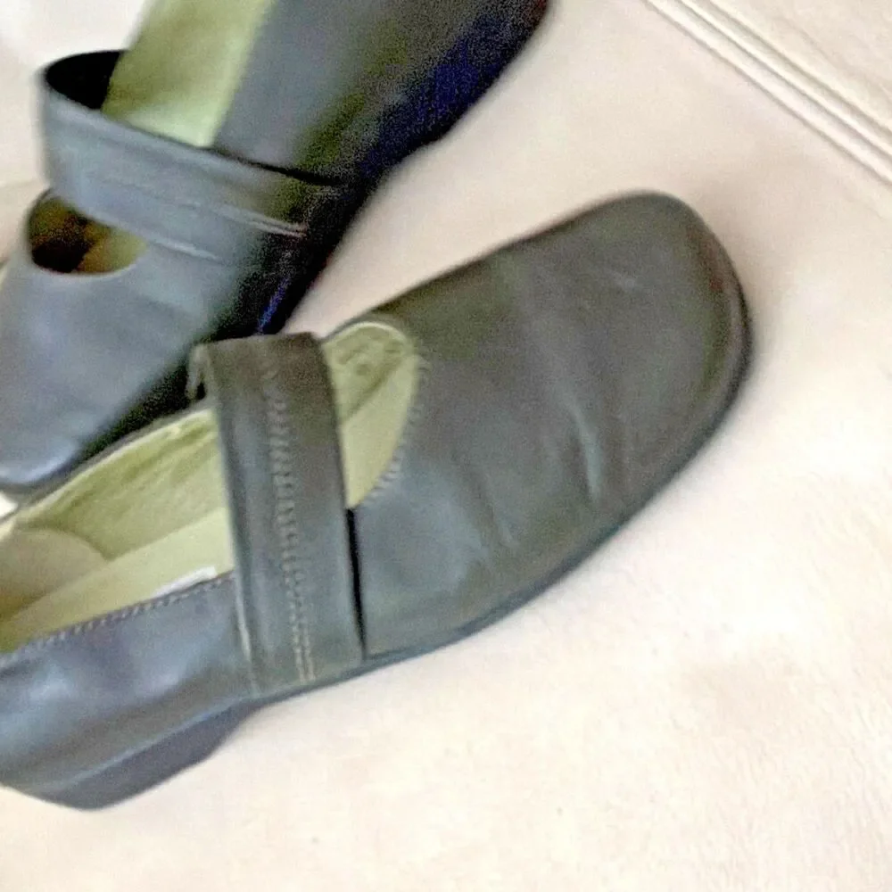Josef Seibel Womens Leather Mary Jane Shoes EU 38 US 7.5-8 Comfort Green